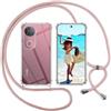 ISOI Cover con Cordino per Vivo V50 5G, Custodia Trasparente con Collana Tracolla Laccio Collo Ultra Sottile Morbido TPU Silicone Antiurto AntiGraffio Case, Rosa