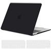 TECOOL Cover per MacBook Air M1 (A2337) e MacBook Air 13 Pollici Retina 2020 2019 2018 (A2179 A1932), Custodia Rigida Protettiva Sottile in Plastica e Copritastiera UE, Nero