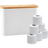 Relaxdays Portarotoli Relaxdays, 12 Rotoli, HxLxP: 34,5 x 45 x 15 cm, Tessuto, bambù, portapapero, Bianco