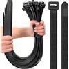 Caiery Fascette extra large 12 mm x 600 mm, fascette resistenti, fascette con zip di alta qualità, fascette in nylon, nere, 50 pezzi