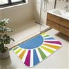 BLESWIN Tappeto Lavabile per Ingresso, 51 x 76CM Tappeti Piccoli per Ingresso, Zerbino per Ingresso Interno, Antiscivolo a pelo Corto Tappeto Moderno Rainbow Sun per Moquette per Soggiorno, Blu