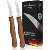 Schwertkrone Set di coltelli con manico in legno di faggio curvo, coltello da cucina, coltello per pelare, coltello multiuso, acciaio inossidabile tedesco
