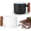 TiooDre Set di 2 tazze da caffè, 70 ml, tazze da caffè con manico, in ceramica, per caffè e caffè, per caffè espresso e caffè, colore: nero e bianco