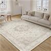 PureCozy Vintage Tappeto Salotto 160x230cm Beige Camera da Letto Antiscivolo Lavabile Tappeti Sala Soggiorno Cameretta Ufficio Grande Carpet Pelo Corto Morbido Rug