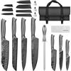MOSFiATA Set Coltelli da Cucina Professionali con Custodia, Set Coltelli Chef Placcato in Titanio con Borsa, Fodero e Affilacoltelli