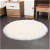 SMTCM Tappeto Rotondo in Ecopelliccia di Pecora 60 * 60 cm Bianco Soffice Tappeto in Pelliccia Sintetica a Pelo Lungo Morbida Imitazione Lana Tappetino per Letto, Divano, Antiscivolo Lavabile Morbido