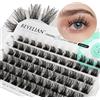 BEYELIAN Ciglia Finte Ciuffetti 60 Pcs D+ Curl 10-16mm Mixed Ciuffetti Extension Ciglia Fai Da Te Ciglia Finte per Uso Personale a Casa (Cherish)