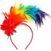 MWOOT Cerchietto Piume, 1920 Fascino Piumato, Arcobaleno Copricapo Piume per Donna, Colorate Fiore Artificiale Accessori per Capelli per Carnevale Cocktail Nozze Festa del Tè Decorazione