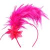 MWOOT Cerchietto Piume, 1920 Fascino Piumato, Rosso Rosa Copricapo Piume per Donna, Fiore Artificiale Accessori per capelli per Carnevale Cocktail Nozze Festa del Tè Decorazione