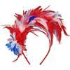 MWOOT Cerchietto Piume, 1920 Fascino Piumato, Rosso Bianco Blu Copricapo Piume per Donna, Fiore Artificiale Accessori per capelli per Cocktail Nozze Festa del Tè Decorazione