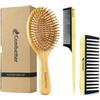 Combetter Set di spazzole per capelli in bambù, spazzola districante in legno naturale, ecologica e bachelite resistente, pettine a denti larghi e pettine a coda di topo per donne, uomini, bambini