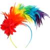 MWOOT Cerchietto Piume, 1920 Fascino Piumato,Arcobaleno Copricapo Piume,Fiore Artificiale Accessori per capelli per Cocktail Nozze Festa del Tè Decorazione