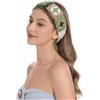 ZLYC Fascia per capelli da donna con motivo floreale, fatta a mano, lavorata a maglia, stile vintage, colore: verde militare