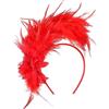 MWOOT Cerchietto Piume, 1920 Fascino Piumato, Rosso Copricapo Piume per Donna, Fiore Artificiale Accessori per capelli per Cocktail Nozze Festa del Tè Decorazione