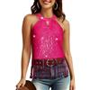 Aupuls Halter Discoteca Outfit Donna Frange Paillettes Top per Donna Brillante Top per Party Concert, Rosa, M
