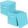 powerking Scatola di stoccaggio Bins, 2 pacchetto pieghevole tessuto stoccaggio cubo con coperchio, vestiti organizzatore cassetto per armadio e giocattoli stoccaggio, 27x27x28cm，Blu Cielo