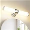 PRINCEWAY Lampada Applique da Parete Interno LED per Specchiera Contenitore Bagno, Larghezza 40CM, IP44 Impermeabile, 8W 800Lm Non Dimmerabile, 3 Colori di Illuminazione, Lampada Cromata Argento