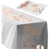 ddckj Addobbi 80 Anni Compleanno 28 cm x 10 m Runner Oro Rosa Decorazioni Tavolo Compleanno Tavolo Ritagliabile Tovaglia per Compleanno Adatto per Feste di Uomo e Donna