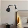 zhxinashu Applique da Parete LED per Lettura, Lampada da Comodino | 3W E27, Testa Ruotabile di 180° in Orizzontale e 350° in Verticale, Luce Bianca Calda, Applique da Parete Nero per Studio