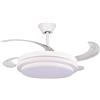DRW Ventilatore da soffitto con Luce e 4 Pale retrattili in Bianco Victoria 53x106x106 cm