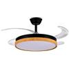 DRW Ventilatore da soffitto con luce e 4 pale retrattili in nero e legno Aurora 53x106x106 cm