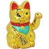 DRW Gatto Fortunato Cinese Dorato con Braccio Mobile Maneki Neko 12.5x15x21.5 cm