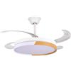 DRW Ventilatore da soffitto con Luce e 4 Pale retrattili in Bianco e Legno Cibeles 53x106x106 cm