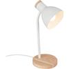 BRILONER - Lampada da tavolo, orientabile, E14, max.10W, lampada da comodino, lampada da scrivania, lampade da comodino, lampada scrivania, lampada comodino camera da letto, 14x38 cm, legno bianco