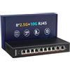 YuanLey Switch Ethernet 10G a 10 Porte Non Gestito 8 x 2.5G Base T Porte 2 x 10Gb RJ45