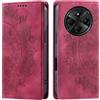 CASEONJAN Cover per Xiaomi Redmi 14C / Redmi A4 / Poco C75, Pelle PU Custodia a portafoglio con scomparti per Slot Schede, Antiurto Flip Caso Cover per Redmi 14C / Poco C75 (Vintage Rosso)