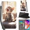 PHINIENLAND Cover per Samsung Galaxy A70 custodia portafoglio Gatto | 3 scomparti carte, 1 tasca banconote, Chiusura magnetica, Supporto, Pelle PU flip cover per Samsung A70