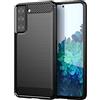 Generico LFstore-IT COVER CARBON LOOK compatibile con SAMSUNG GALAXY S21 5G - CUSTODIA SILICONE NERO