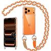Coiwxmoi Cover per iPhone 17 Pro Max con Cordino, Custodia Trasparente con Regolabile Collana Ultra Sottile AntiGraffio TPU Bumper Protettiva Case con Laccio Tracolla per iPhone 17 Pro Max, Cachi