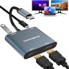 Baolongking USB C a Doppio HDMI Hub Adattatore, Splitter HDMI 4 in 1 per 2 Monitori