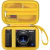 Elonbo Custodia per Sony ZV-1 / ZV-1F / ZV-1 II Fotocamera Digitale, 4K Video Streaming Camera Hard Travel Storage Cover Holder, Tasca Mesh si Adatta Alla Scheda di Memoria del Caricabatteria. Giallo