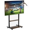 UNHO Supporto TV da Pavimento con Ruote per Schermi 40-100 Pollici: Supporto TV Mobile con Rotelle, Peso Max 100kg Max VESA 800x600mm, Regolabile in Altezza, Ripiani in Legno