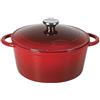Sitram 710842 - Casseruola tradizionale in ghisa di acciaio smaltata, 2,5 litri, diametro 21 cm, esterno rosso, interno bianco - tappo in acciaio inox, tutte le fonti di calore tra cui induzione e