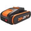 WORX WA3640 - Batteria originale PowerShare da 20 V, 2500 mAh, agli ioni di litio, ricaricabile, compatta con maggiore sicurezza e durata prolungata, con indicatore di carica LED, compatibile con