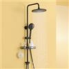 Auralum Colonna Doccia con Mensola Doccia XXL, Colonna Doccia Senza Miscelatore Acciaio Inox Altezza Regolabile 72-110cm, Saliscendi Doccia con Soffione Doccia Rotonda 25cm, Doccia Completa Nero
