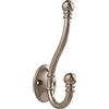 HASWARE 6 PCS Double Prong Robe Hook, Large Dual Coat Hooks with 12 Pieces Screws Wall Mounted Hooks Robe Antique Hooks Hangers Heavy Duty for Home Coats Hat Clothes Hanger Towel Keys (Satin Nickel)