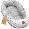 Totsy Baby Riduttore lettino neonato - 90x50 cm baby nest trasportabile per neonati nido culla pod cocoonababy babynest antisoffoco Asterisco Grigio-Bianco