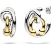LIEBESKIND BERLIN Urban Chic - Orecchini in acciaio inox bicolore argento/oro IP, 2,4 cm, chiusura a incastro, impermeabile e delicato sulla pelle