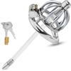 BDSMLOVE Gabbia di castità in acciaio inossidabile, Chastity cage con Catetere cavo, gabbia castità per uomo, cock cage per Prevenire L'erezione, uomo Castità Set di anelli (50 mm)