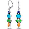 Bling Jewelry Gioielli Western Stile Nativo Americano del Sud-Ovest Orecchini Pendenti Multicolore con Pietre Preziose Lapislazzuli Blu Turchese Corallo Arancione per Donna in Argento Sterling .925
