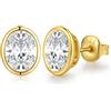 Jiahanzb Orecchini a Bottone con Zirconi Cubici in Argento Sterling 925 Taglio Ovale Orecchini con Diamanti Simulati Gioielli con Zirconi Ipoallergenici Regali per Donna Uomo Oro 5 mm