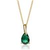 MIORE Collana Donna, Goccia Smeraldo, Ciondolo Oro Giallo 9KT 375, Catenina Argento 925 Placcata Oro 18Kt, Gioiello Anallergico, Elegante Portagioie