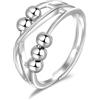 SILBERTALE Anello antistress in argento Sterling 925 per donne, regolabile, con zirconia cubica, Argento sterling