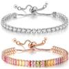 Suyi Bracciale tennis da donna con zirconia cubica, regolabile, bracciale scorrevole, Adjustable, Zirconia cubica, lega