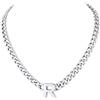 Richsteel Lettere A-Z Collana Uomo Argento Collana Cubana 7 MM Uomo Acciaio 46+5 CM Collana Iniziale Cuban Chain San Valentino Regalo Uomo