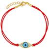Bling Jewelry Braccialetto minimalista delicato con occhio turco blu su filo rosso per donne e adolescenti, accento CZ, placcato in oro 14K, argento sterling .925